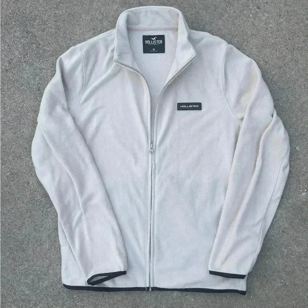NWOT Hollister Men's Polar Fleece Full-Zip Mock Neck Sweatshirt (Cream /…